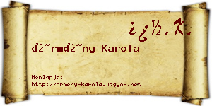 Örmény Karola névjegykártya